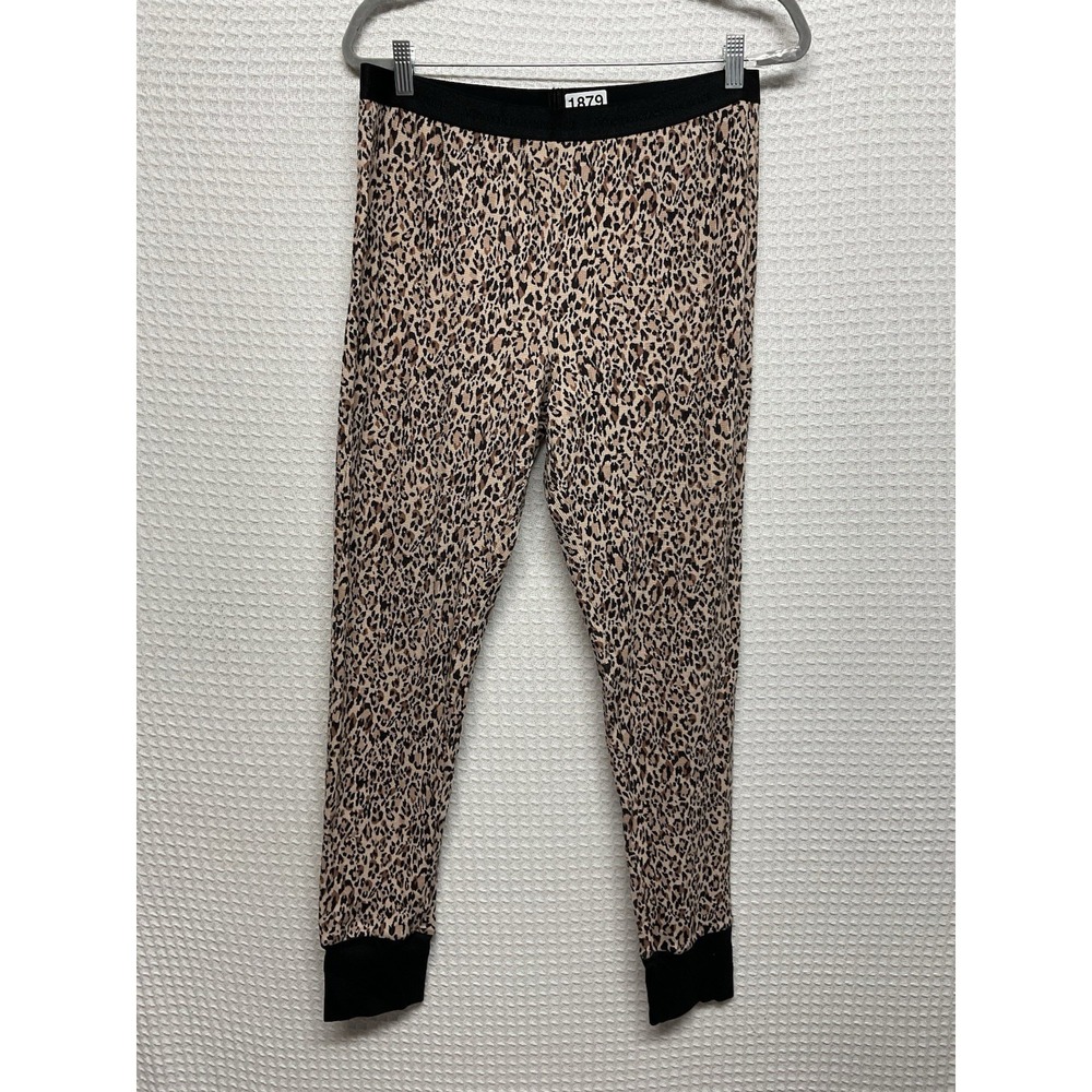 Victorias Secret Large Leopard Waffle Knit Pajama Pants Lounge Jogger Thermal